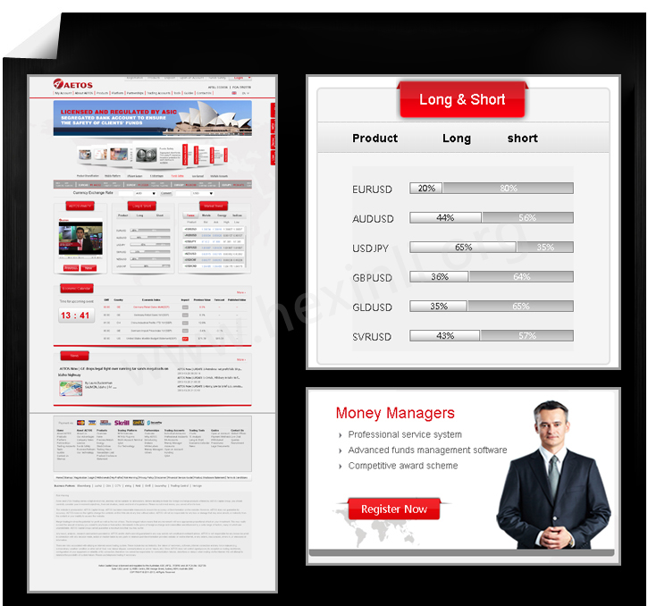 投资理财网站建设英文语言版面首页和页面局部细节